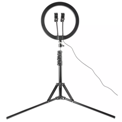 12 Inch LED Ring Light Kit with Adjustable Light Stand, Dual Phone Holders and Lavalier Microphone