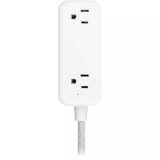 6ft Braided Extension Cord Power Strip with 2 AC Outlets, USB-A & USB-C Ports